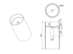 Lavabo totem design de forme cylindrique. Il est conçu en une seule pièce avec des bords droits et des lignes épurées, finition blanche et lisse, Matière Résine Solid Surface, Taille 45 x 45 x 90 cm - LIVRAISON OFFERTE